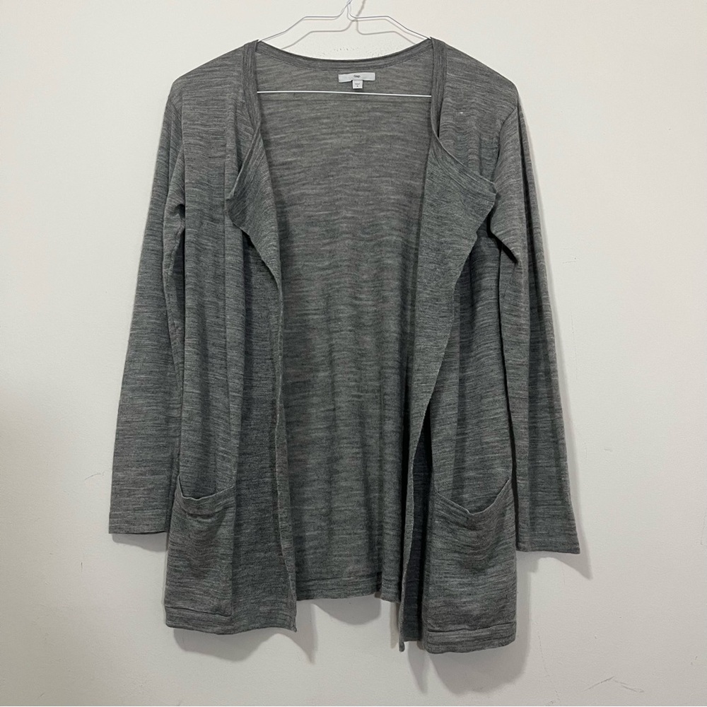 GAP Open Front Cardigan Gray Heathered 78% Wool Super Lightweight Women’s S